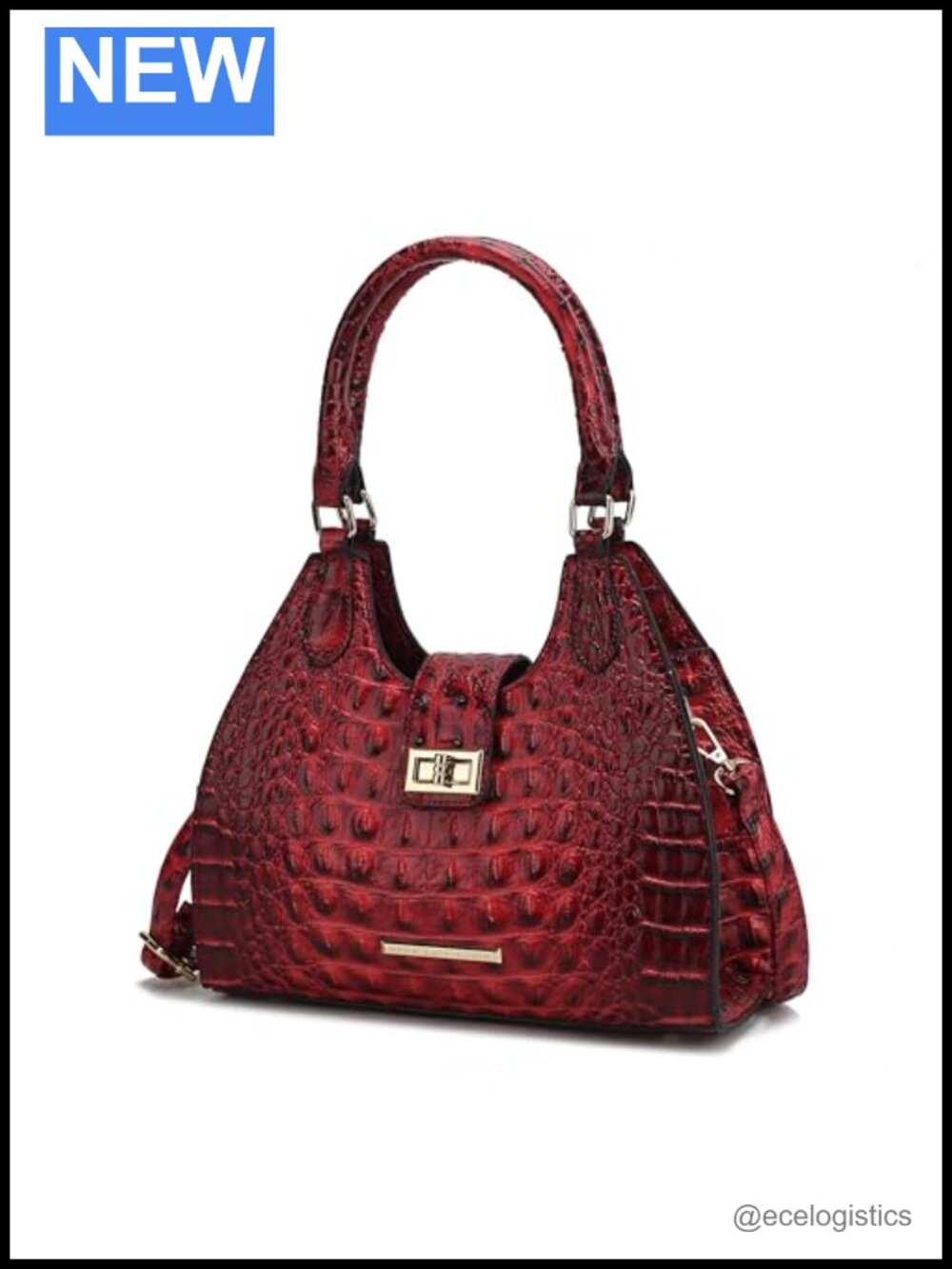 Faux Crocodile-Embossed Vegan Leather Tote Purse